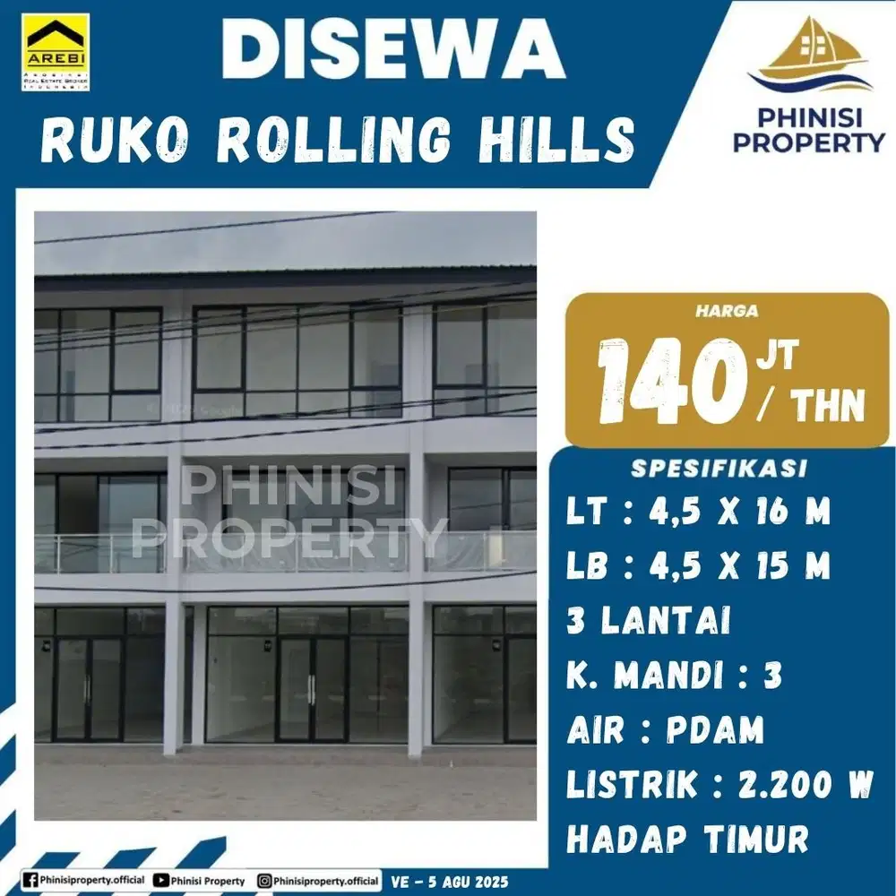 DISEWAKAN RUKO DI ROLLING HILLS TANJUNG BUNGA COCOK BUAT BUKA USAHA
