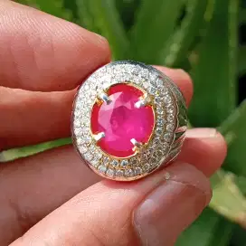 Ruby Burma 2.35 ct memo GRI Ring perak Paladium Tabur Berlian