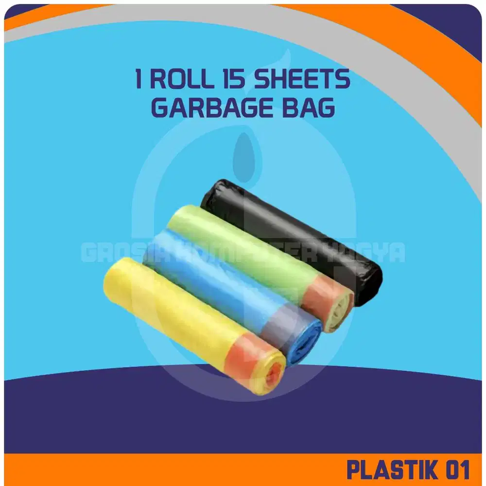 Kantong Plastik Sampah dengan Tali 1 Roll 15 Sheets