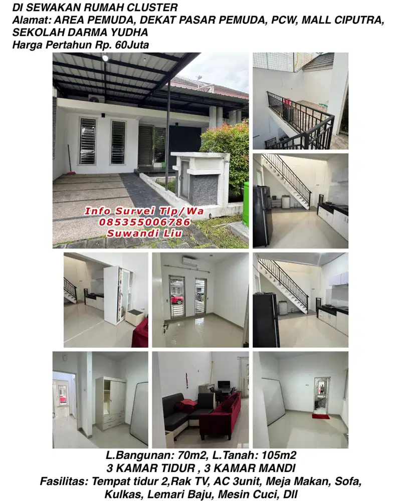Di sewakan rumah cluster jln.area pemuda,dekat pasar pemuda