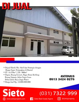 Dijual Pabrik Mie Aktif dan Strategis di Yogyakarta