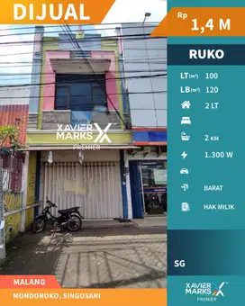 Dijual Ruko 2 Lantai Strategis Poros Jalan Mondoroko, Singosari Malang