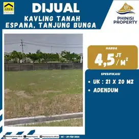DIJUAL TANAH KAVLING ESPANA DI TANJUNG BUNGA MURAH SIAP BANGUN