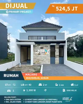 Dijual Rumah Baru di Mulyorejo Malang Lingkungan Nyaman