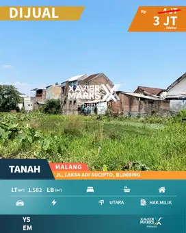 Dijual Cepat Tanah Akses Nol Jalan di LA Sucipto Blimbing, Malang