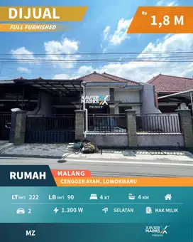 Rumah Siap Huni Furnished di Cengger Ayam Lowokwaru Malang