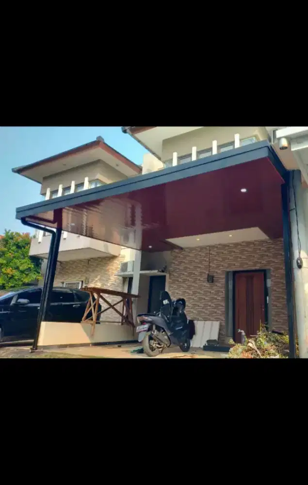 Kanopi atap alderon single berikut plafon PVC
