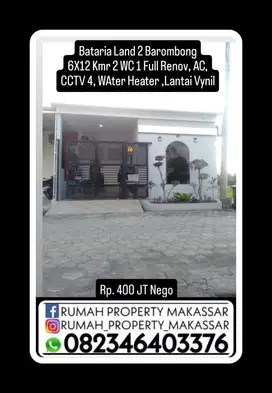 Bataria Land 2 Barombong Sudut menghadap ke timur, 6x12 / 72m2  KT2 1