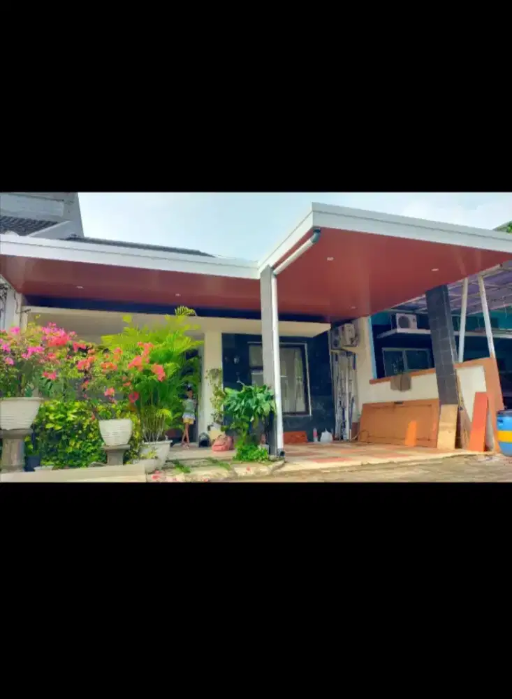 Kanopi rangka baja ringan atap alderon single dan plafon pvc