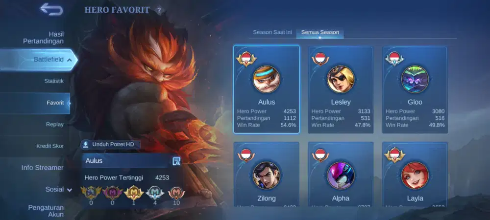 Jual akun mobile legend