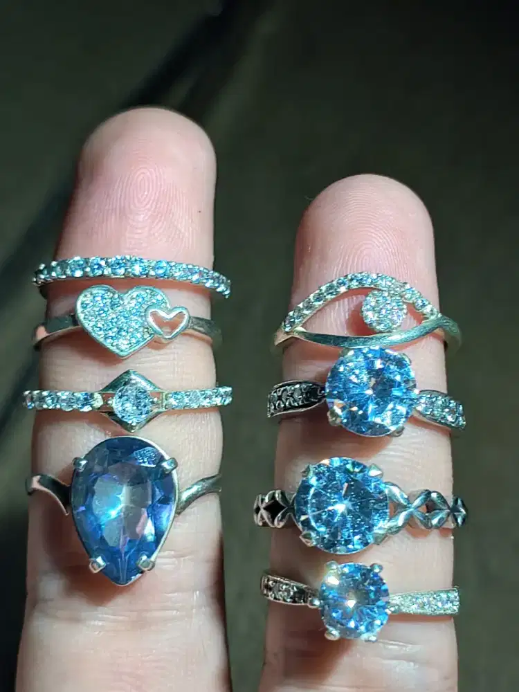 Jual borongan semua nya cincin perak batu natural