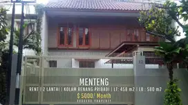 Rumah 2 Lantai dengan Kolam Renang Pribadi Prime Area Menteng