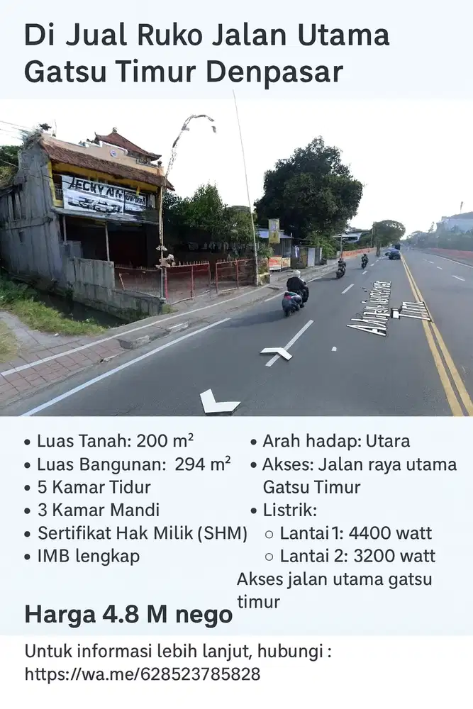 DIJUAL RUKO DI JALAN UTAMA GATSU DENPASAR