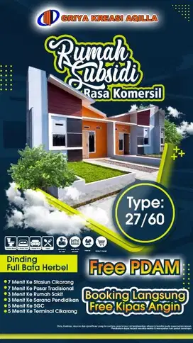 rumah subsidi rasa cluster 10 menit dr stasiun cikarang
