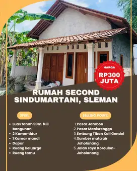RUMAH SECOND DEKAT EMBUNG TIBAN KALI GENDOL, SINDUMARTANI
