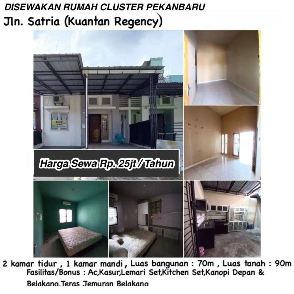 Disewakan rumah cluster jln.satria(kuantan regency)