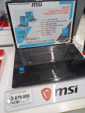 Bisa cicil laptop MSI INTEL CORE i3 tanpa kartu kredit