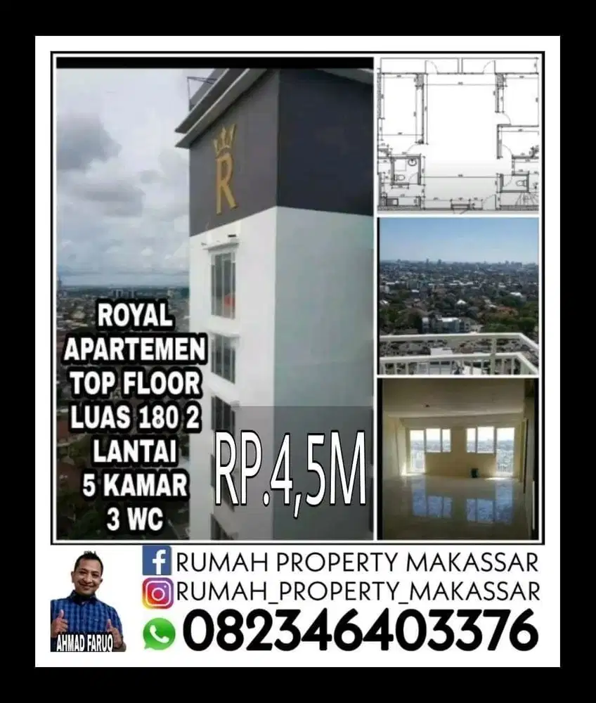 Royal Apartemen Panakkukang ToP Floor 25 & 26 Type 90, 2 Lantai 180 M