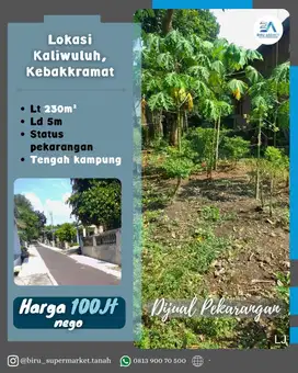 Tanah Pekarangan Lokasi Kaliwuluh Kebakkramat