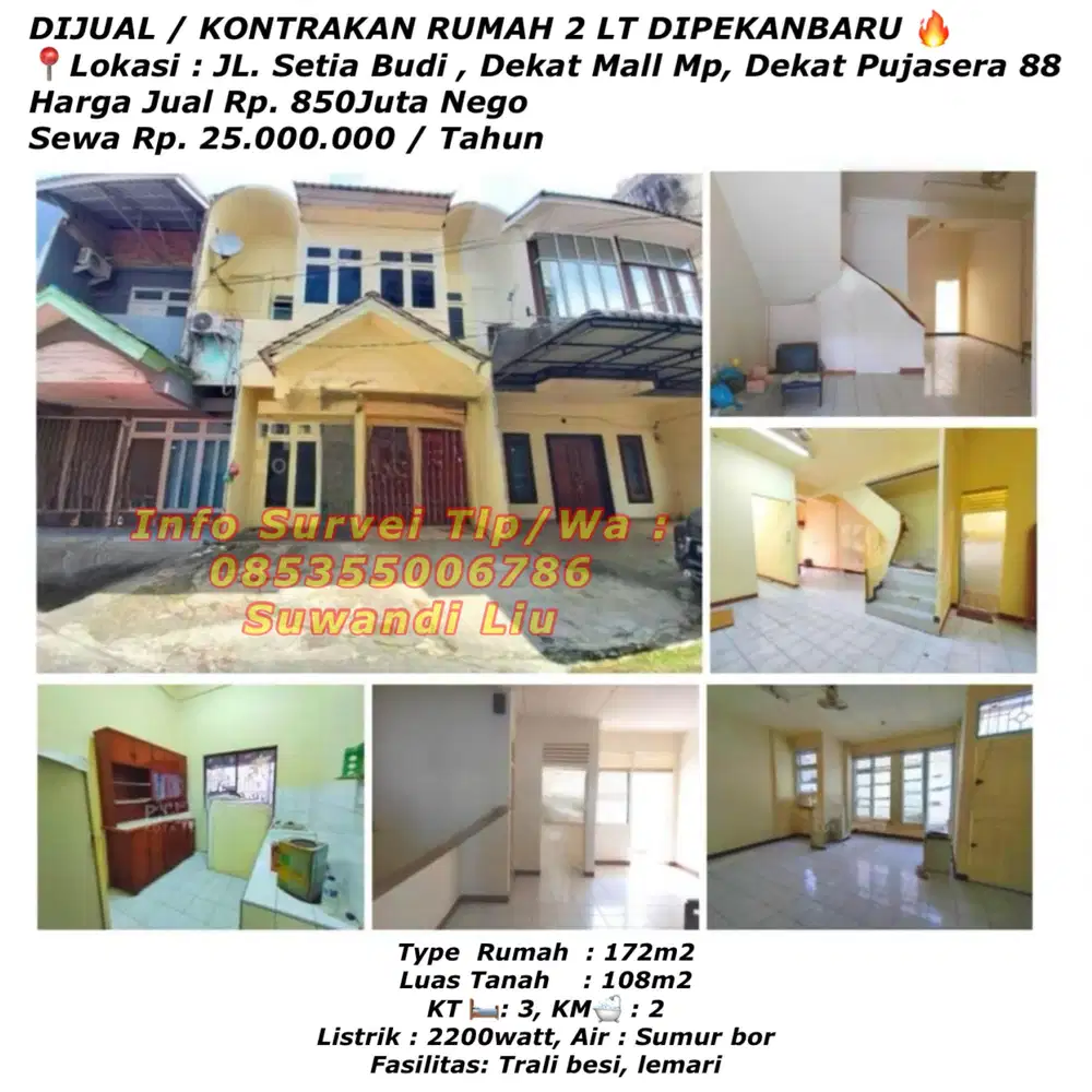 Dijual/kontrakan rumah 2 lt jln.setia budi
