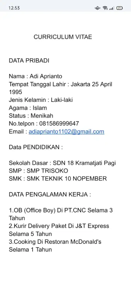 MENCARI PEKERJAAN APA SAJA