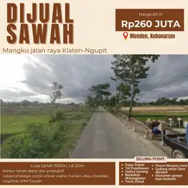 SAWAH DIJUAL MANGKU JALAN RAYA KLATEN-NGUPIT