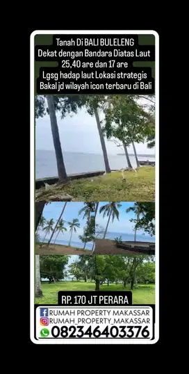 Tanah Premium Di BALI BULELENG  Dekat Bandara Diatas Laut   25,40 ara