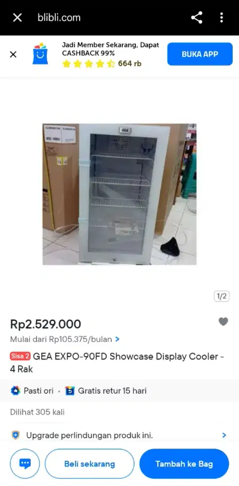 Termurah GEA Expo-90FD Showcase DispLay CooLer 4tingkat 4rak