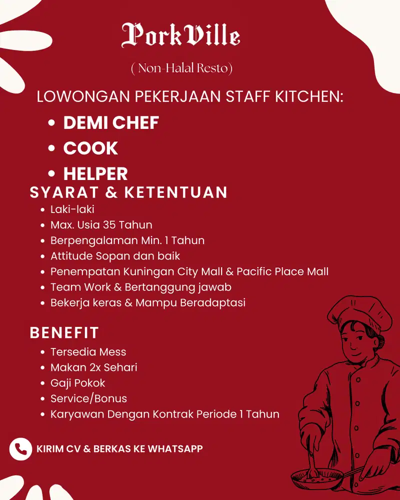 Dibutuhkan Segera Staff Kithcen