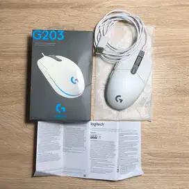 Logitech G203 White Putih USB Gaming Mouse RGB
