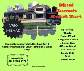 Rumah Djual 2LT Kawasan Bukit Sari Semarang Atas Dekat UNDIP Tembalang
