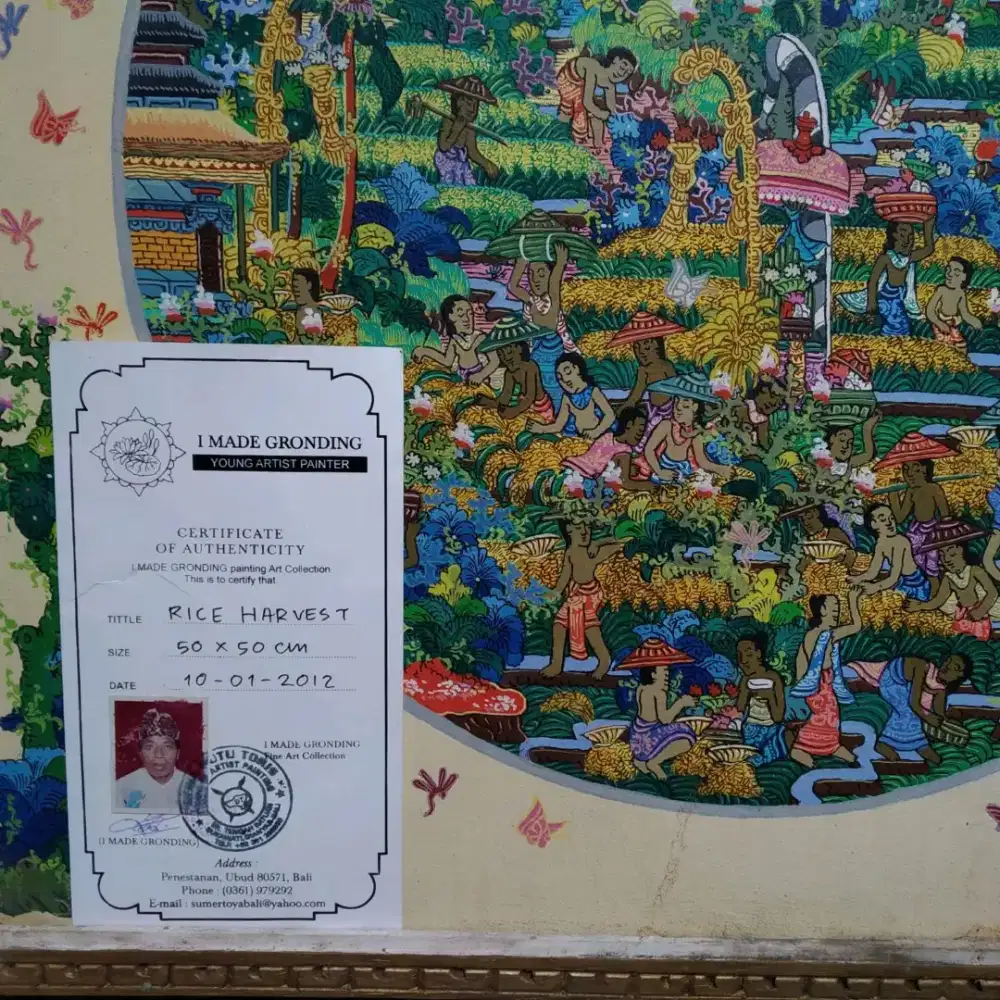 Lukisan Bali Tradisional Rice Harvest karya seni I Made Gronding
