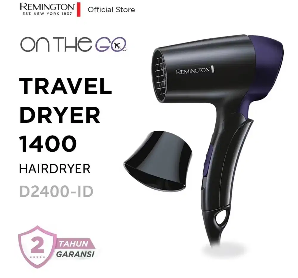 Remington Hairdryer / Pengering Rambut Travel Dryer 1400 D2400