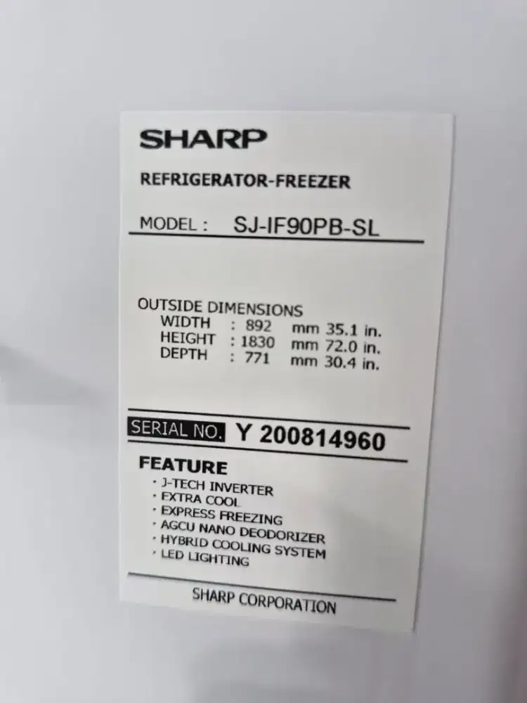 Dijual Kulkas Sharp 4 Pintu (Kondisi Bekas)