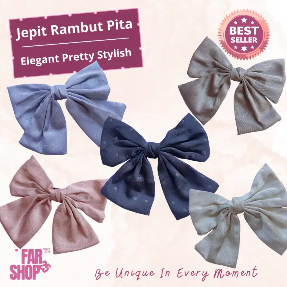 Jepit Rambut Pita Jumbo Korea Polos Pastel 16 cm