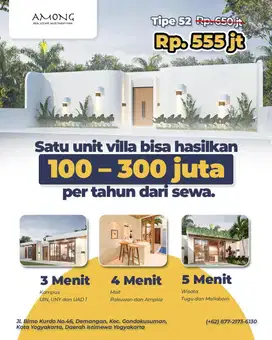Satu unit villa bisa hasilkan 100 - 300 juta pertahun dari hasil sewa