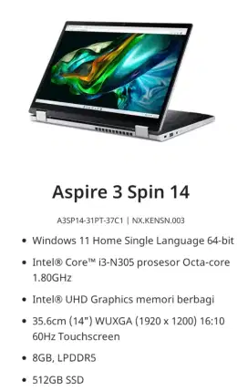 Laptop acer aspire 3 spin 14