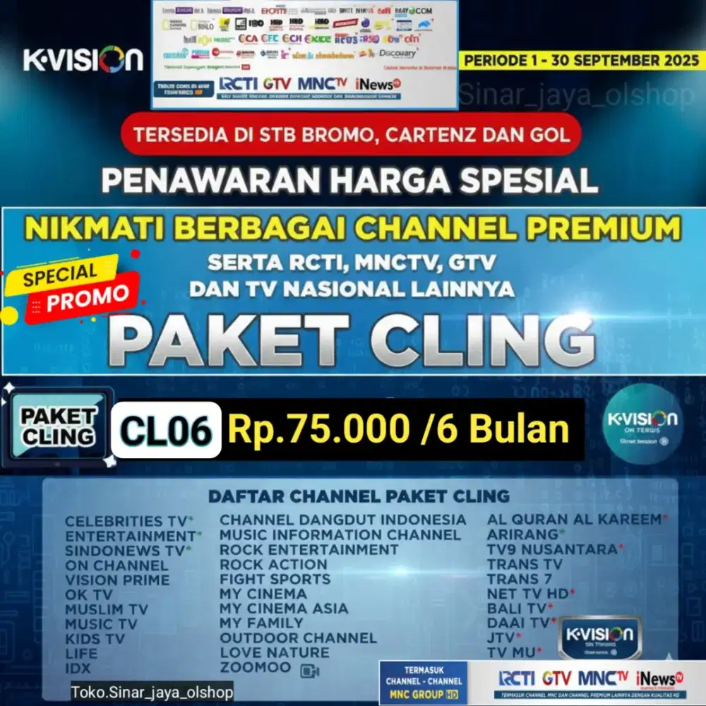 PAKET K-VISION CLING 6 BULAN PROSES CEPAT
