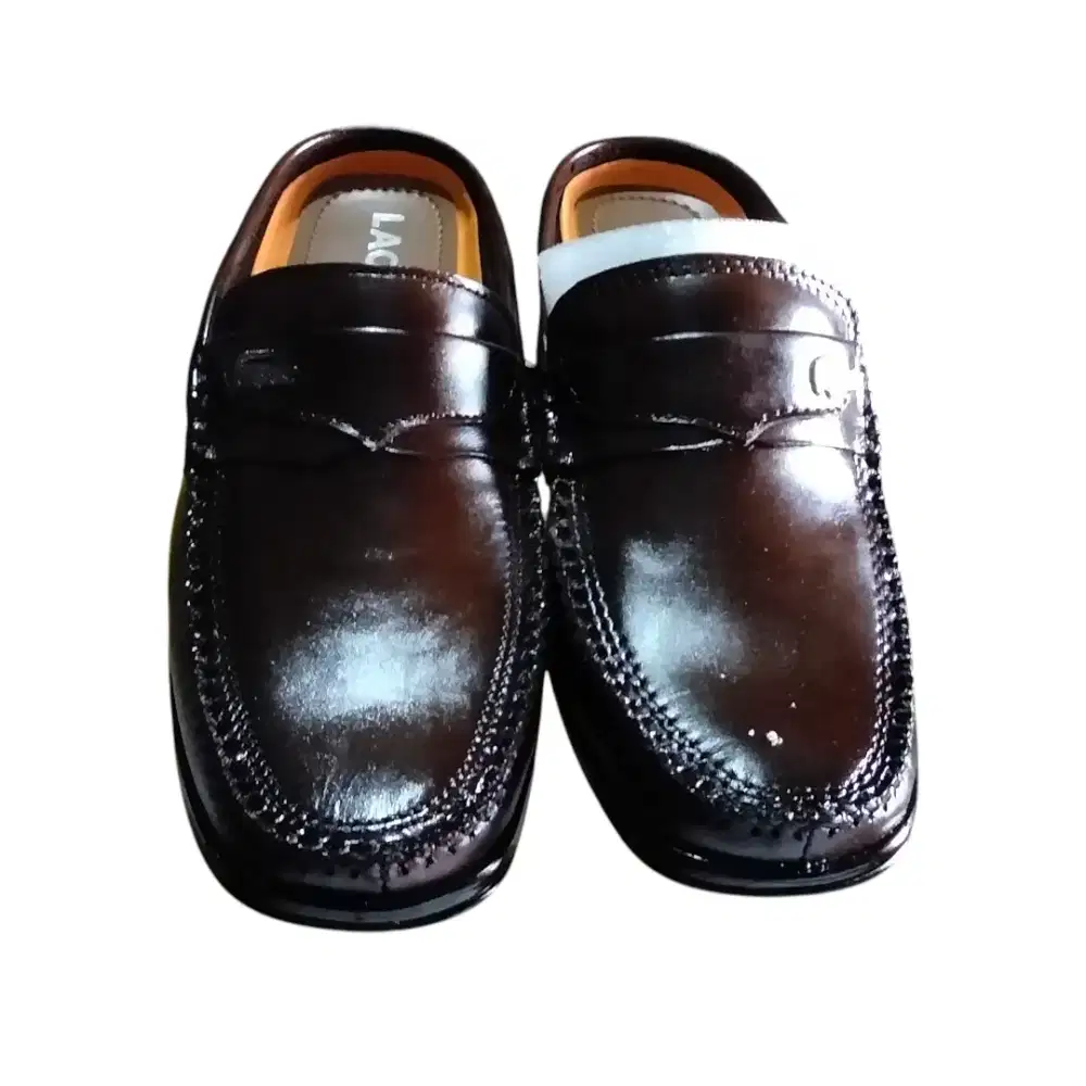 Lacoste 108 sepatu slop pria full kulit asli