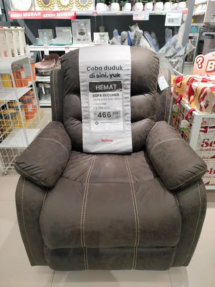 SOFA RECLINER FABRIC 1 SEATER -  SELMA INFORMA - LALITA -  COKELAT