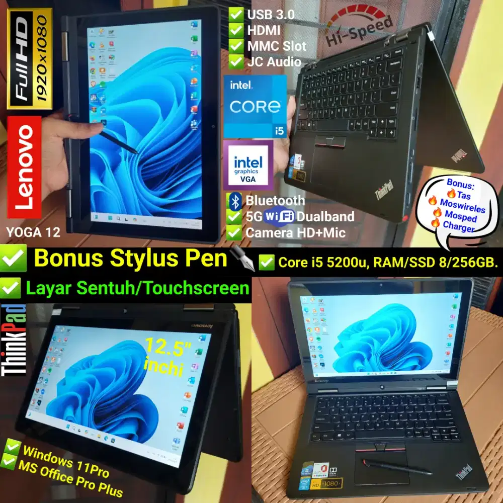 Thinkpad Yoga 12 Core i5 5200u 8/256GB Laptop Lenovo S240