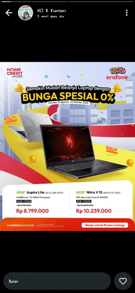 Acer Aspire Lite AL14-52M-59TF Cicilan Promo Free 2x