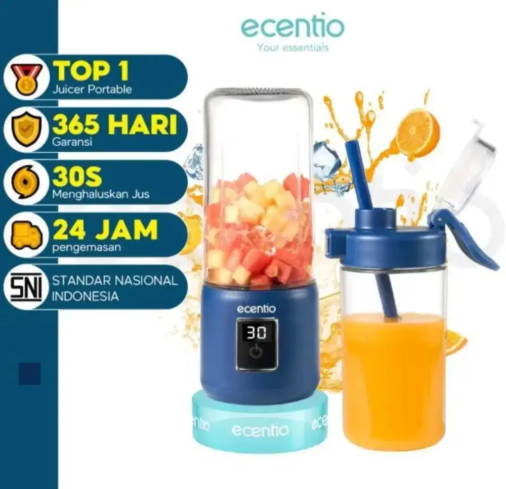 Ecentio Blender Portable Kaca 12 mata Pisau Kualitas Original
