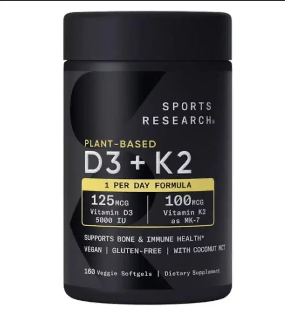 Sports Research D3 + K2 160 Veggie Softgels 5000IU Dietary Supplement