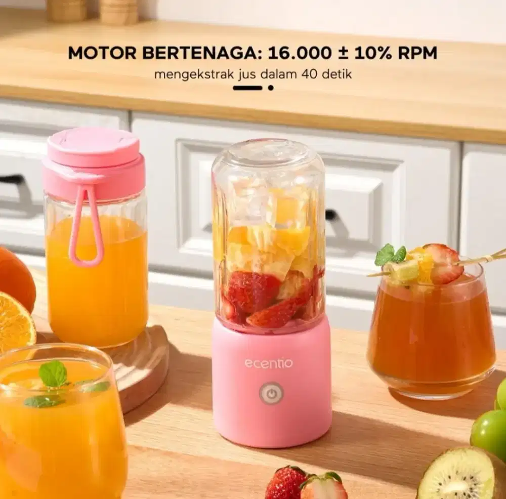 Ecentio Blender Portable 6 8 10 mata pisau Batrei kuat Produk asli