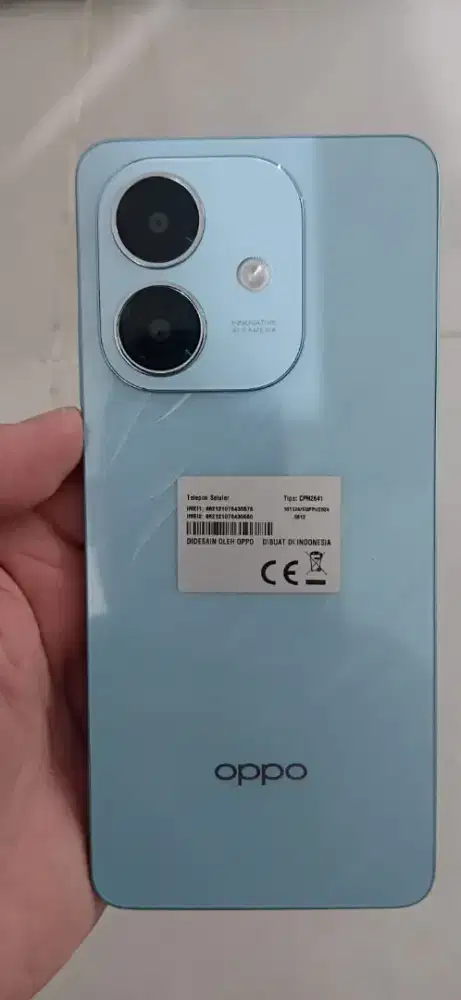 Hp OPPO seri A3x 6/128 warna biru, kondisi baru like new