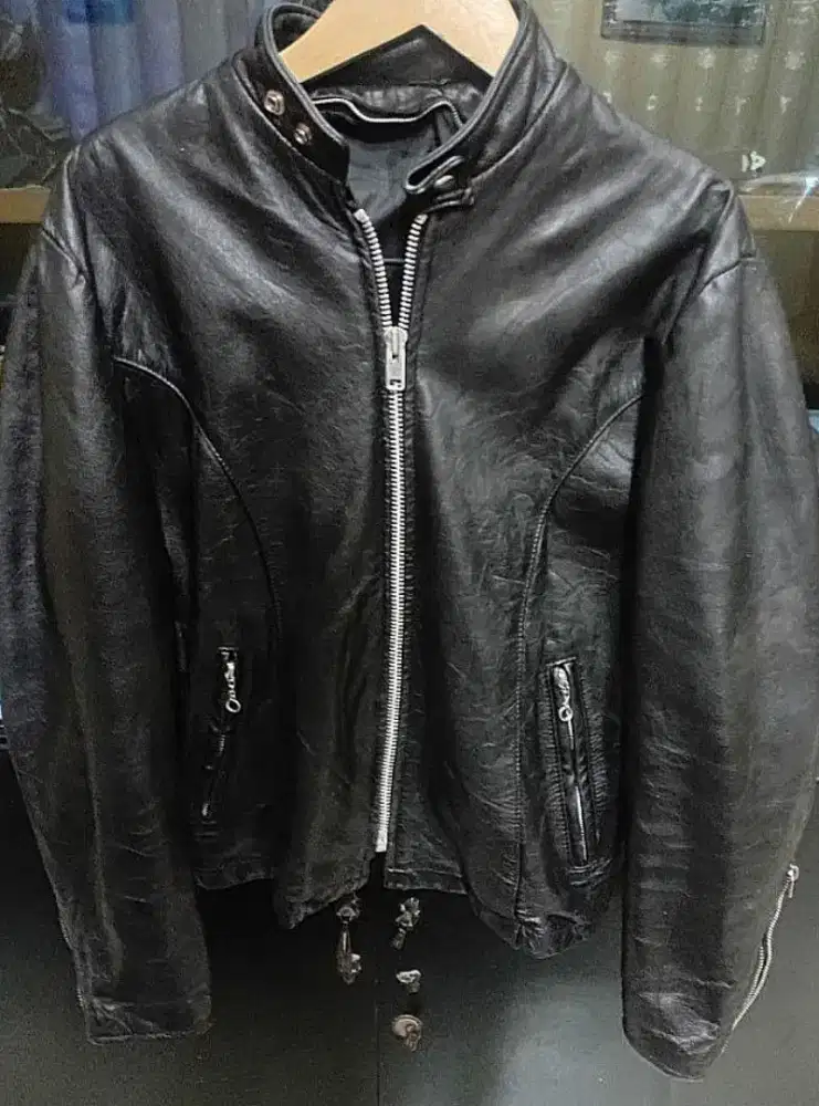 Jaket Kulit Asli Vintage 60s 70s Excelled Black Caferacer Leather