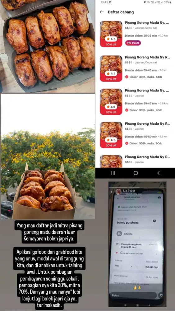 Mitra pisang goreng madu