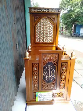 Mimbar masjid minimalis full kayu jati