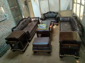 Kursi tamu sofa motif minimalis full kayu jati